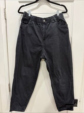Casual Elastic Waist Black Jeans h&M size L